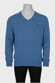 Men's blue wool pullover