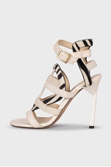 Sandals made of combination leather