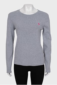 Gray long sleeve with embroidered logo