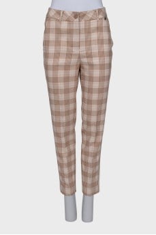 Tapered plaid trousers