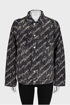 Oversized denim jacket with signature print
