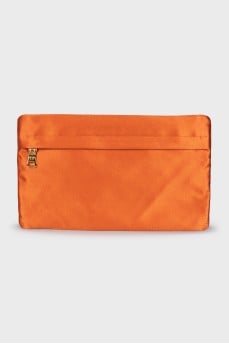 Satin cosmetic bag with zipper