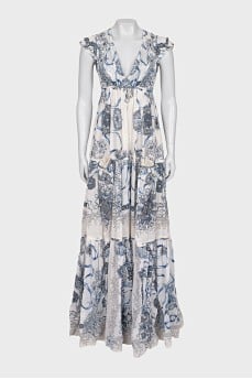 Printed zipper maxi dress