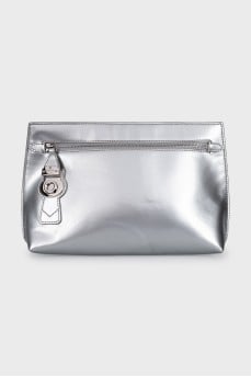 Silver clutch with small stripes
