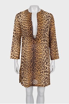 Animal print tie-up tunic