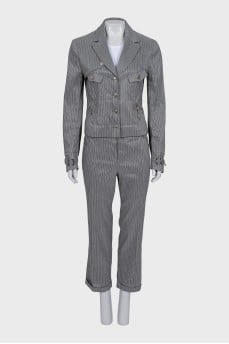 Gray striped suit