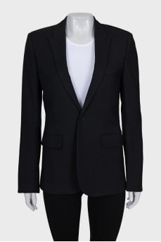 Black wool button-down jacket