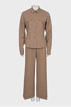 Striped suit of shirt and trousers