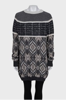 Printed long sleeve dress