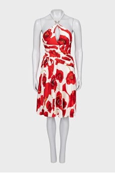 Floral print tie-up dress