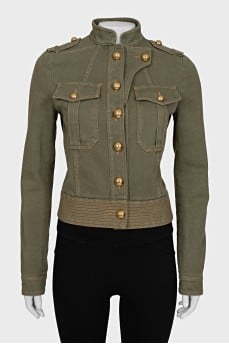 Green denim jacket