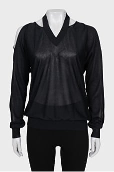 Sheer off-the-shoulder jumper