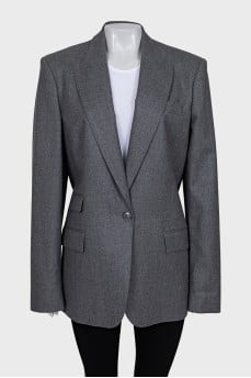 Straight-cut wool jacket with tag