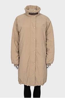Long down jacket with a high collar