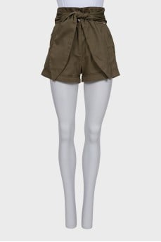 High-waisted drawstring shorts