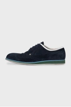 Men's blue suede brogues