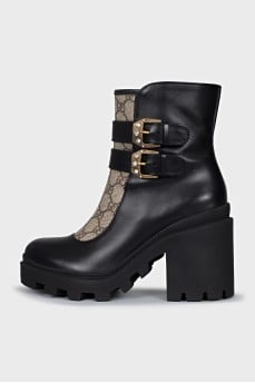 Canvas and leather boots