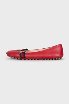 Red ballet flats with textile decor