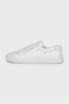 Leather sneakers with a gold logo