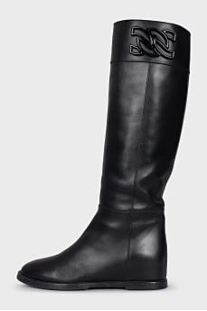 Black leather boots
