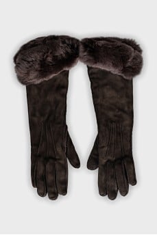 Leather and suede gloves