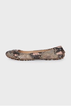 Leather ballet flats with animal print