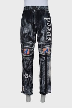 Men's printed track pants with tag