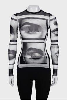 Transparent long sleeve with print