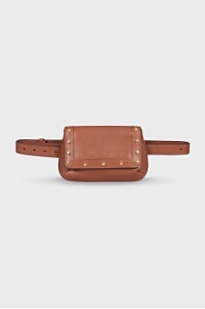 Leather belt bag with gold decor
