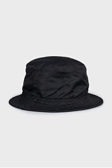 Black printed panama hat