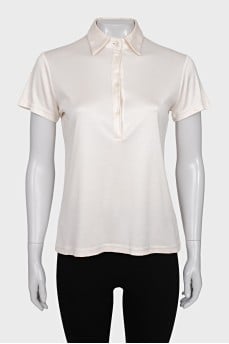 White button-down polo shirt