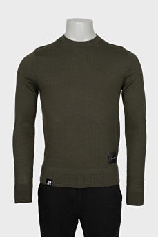 Men's green straight-cut jumper