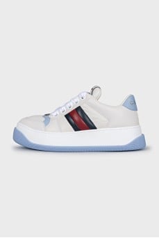 Chunky white leather sneakers