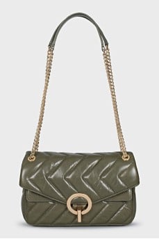 Leather crossbody bag with tag