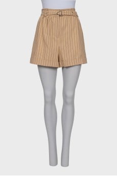 Striped print shorts with tag