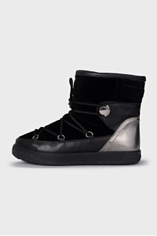 Leather and velvet boots