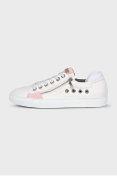 White sneakers with zippers
