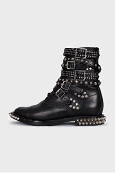 Black boots with metallic decor