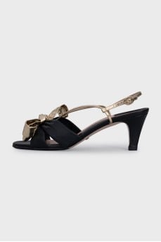 Leather sandals with gold straps