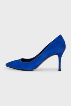 Blue suede pumps