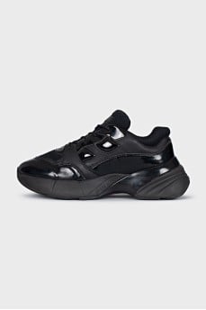 Leather sneakers with high soles