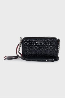 Black crossbody with branded embossing