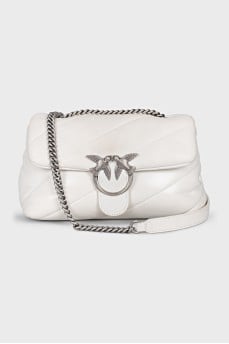 Quilted white leather bag