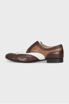 Men's leather lace-up shoes with perforations