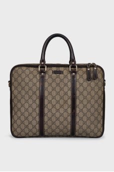 Monogrammed canvas briefcase