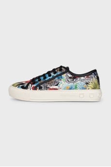 Textile sneakers with a floral print