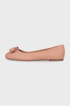 Pink leather ballet flats