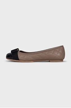Quilted ballet flats with patent toe