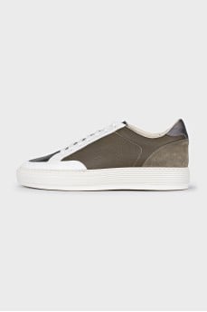 Men's green lace-up sneakers