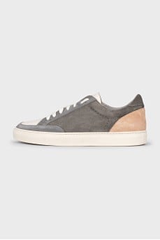 Men's gray suede sneakers